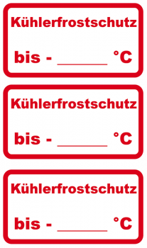 Aufkleber Kühlerfrostschutz